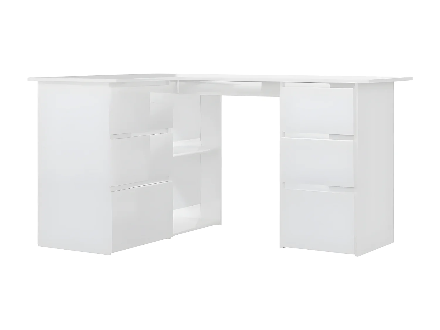 Bureau d'angle Blanc brillant 145x100x76 cm Aggloméré