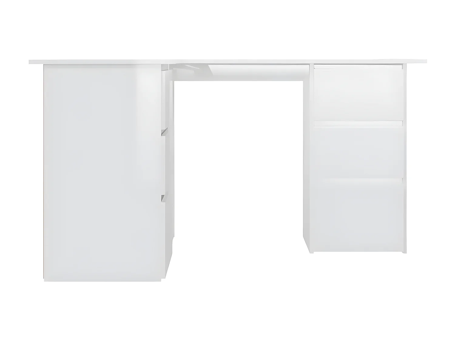 Bureau d'angle Blanc brillant 145x100x76 cm Aggloméré