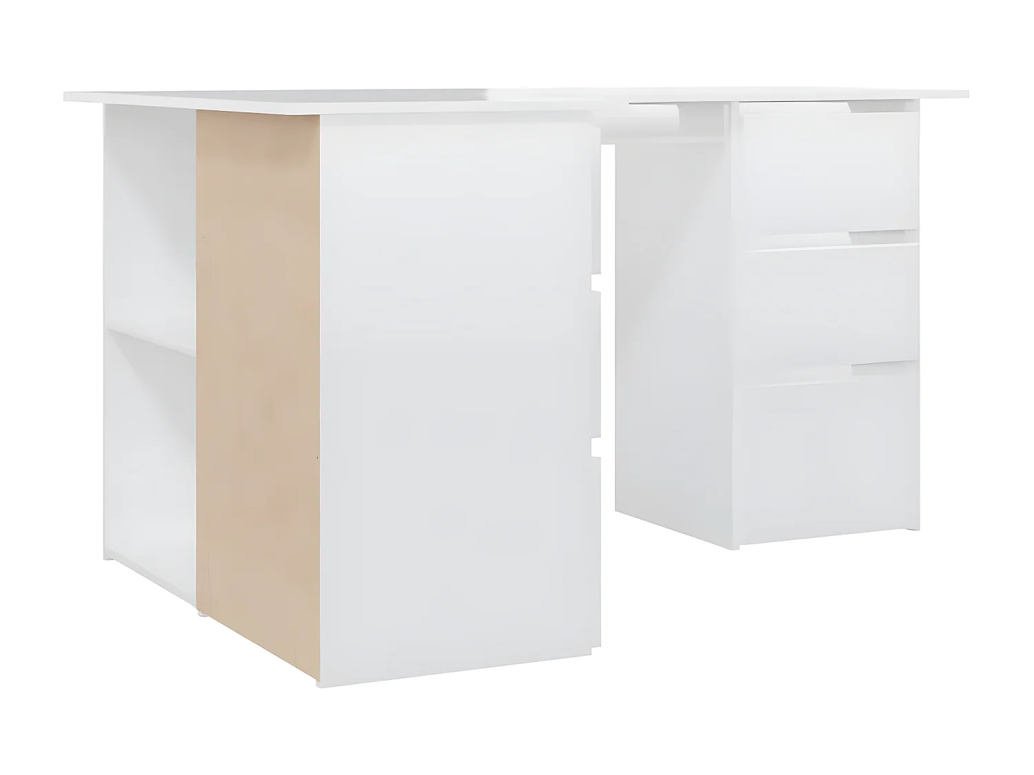 Bureau d'angle Blanc brillant 145x100x76 cm Aggloméré