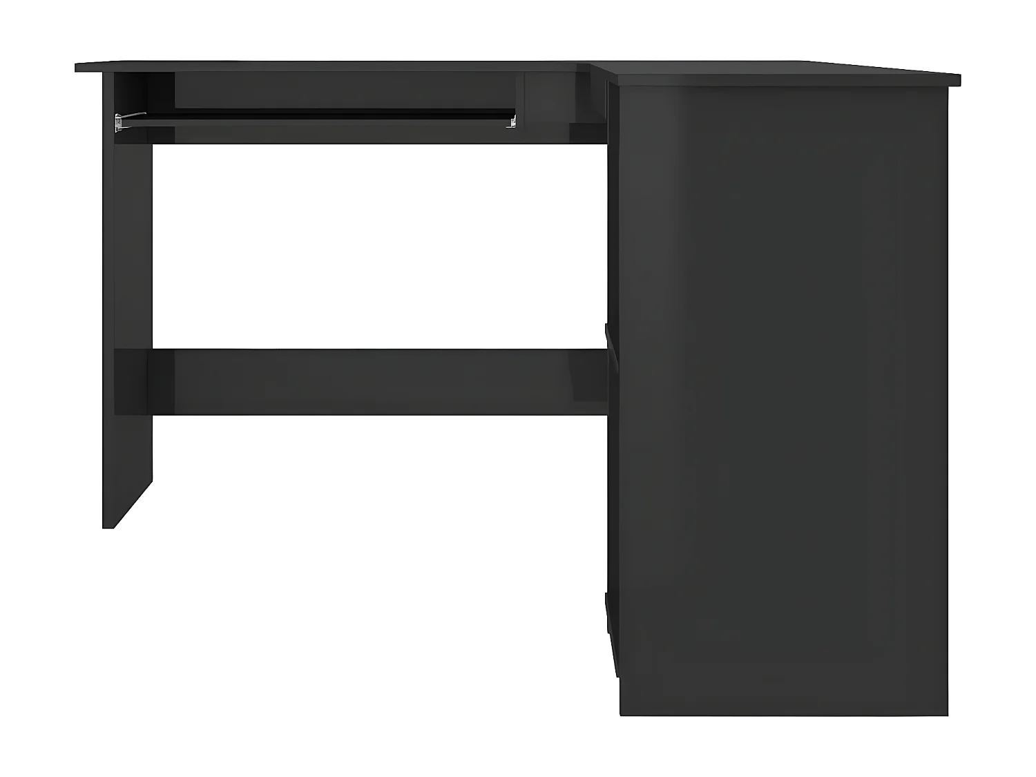Escritorio forma de L contrachapada negro brillo 120x140x75 cm