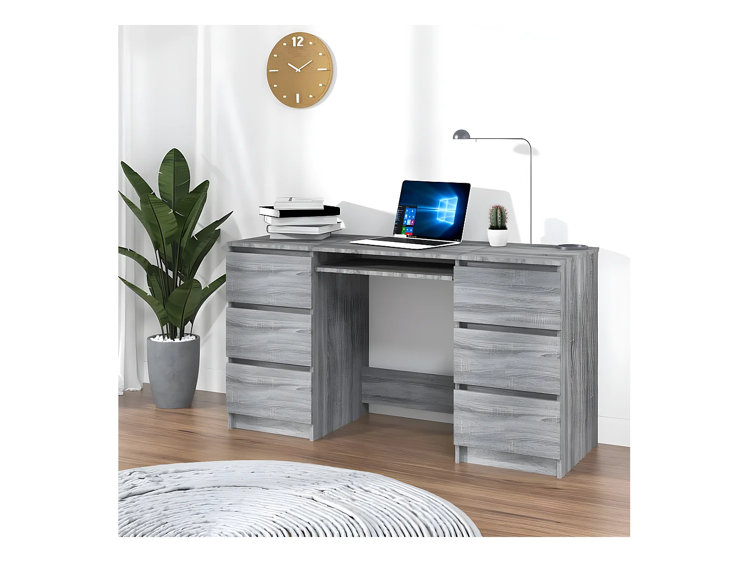 Bureau Sonoma gris 140x50x77 cm Bois d'ingénierie