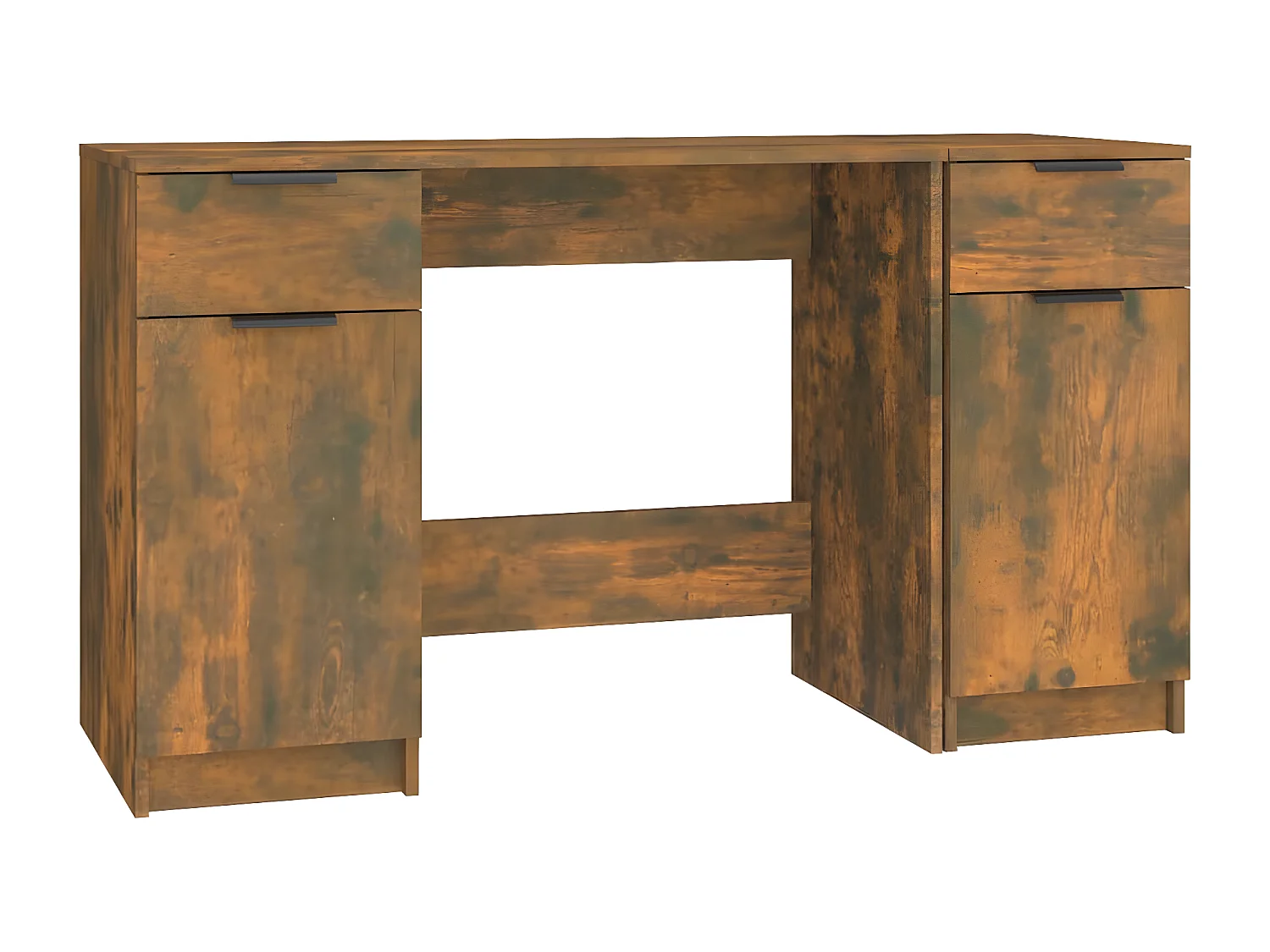 Bureau avec armoire latérale Chêne fumé Bois d'ingénierie