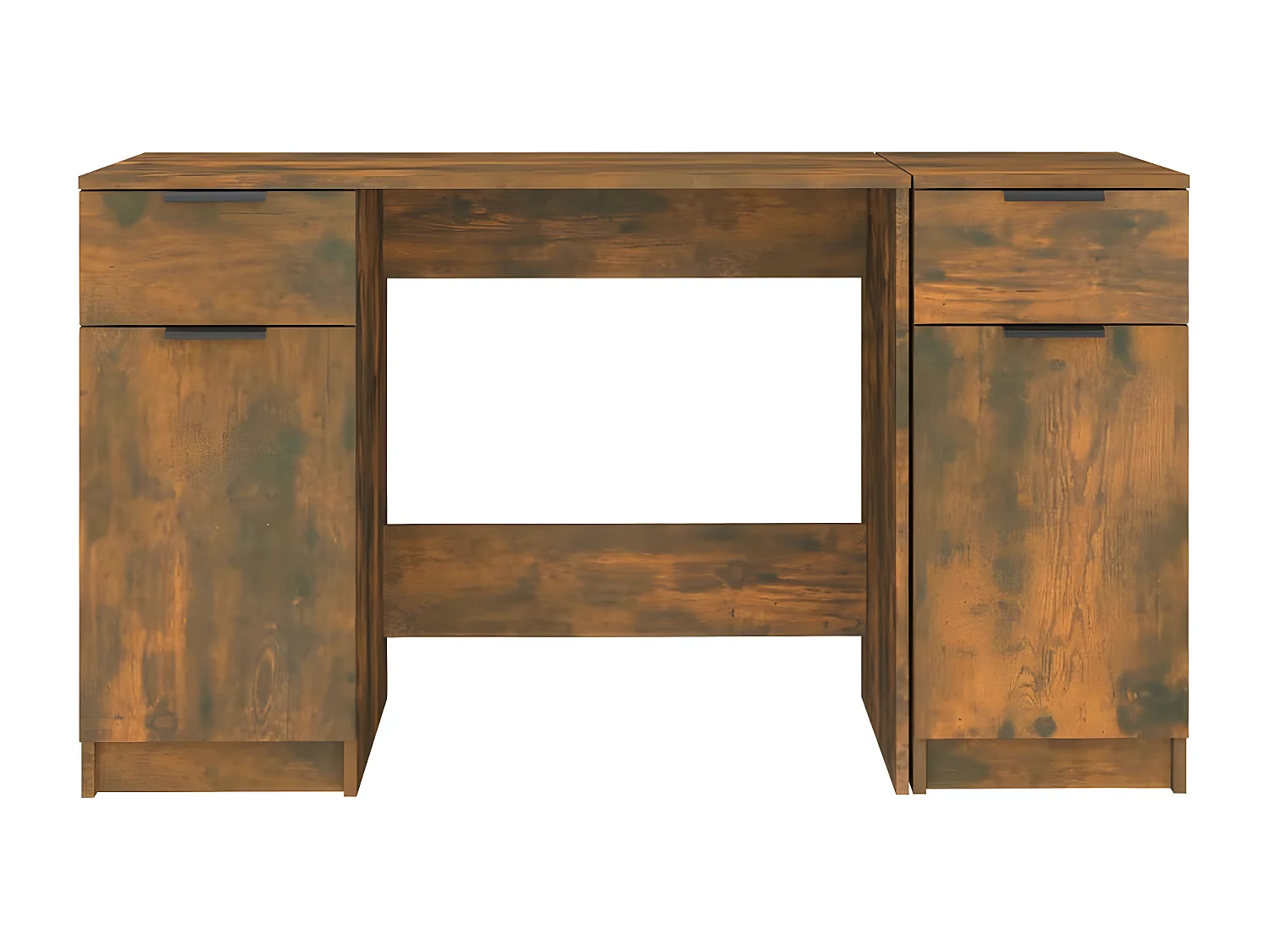 Bureau avec armoire latérale Chêne fumé Bois d'ingénierie
