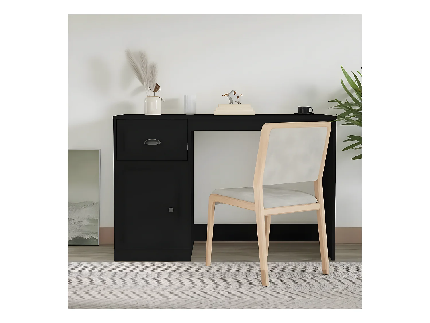 Bureau avec tiroir noir 115x50x75 cm bois d'ingénierie