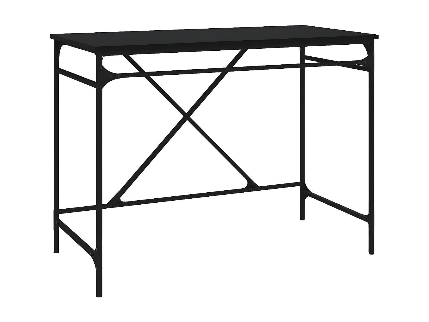 Bureau noir 100x50x75 cm bois d'ingénierie et fer