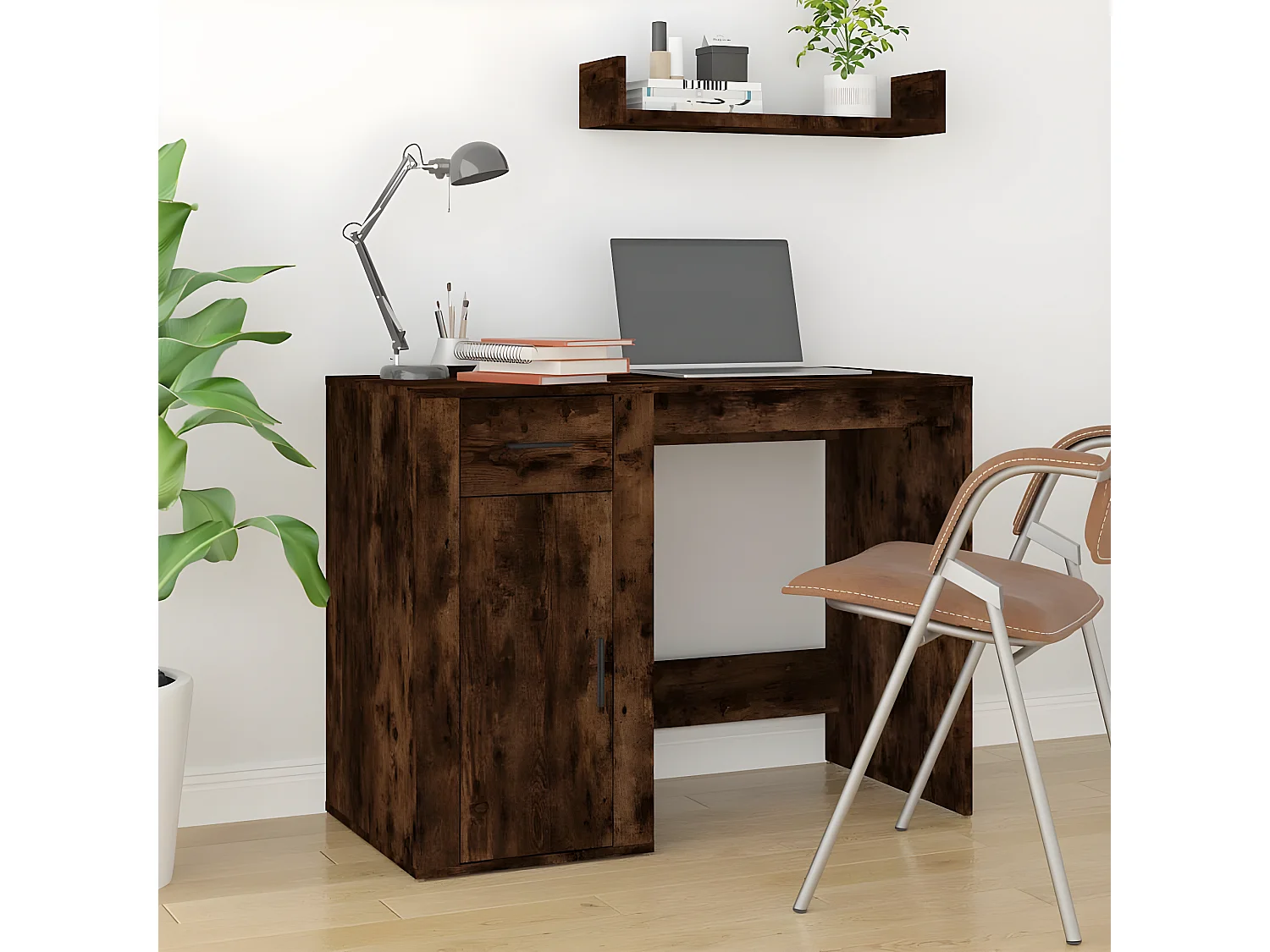Bureau Chêne fumé 100x49x75 cm Bois d'ingénierie