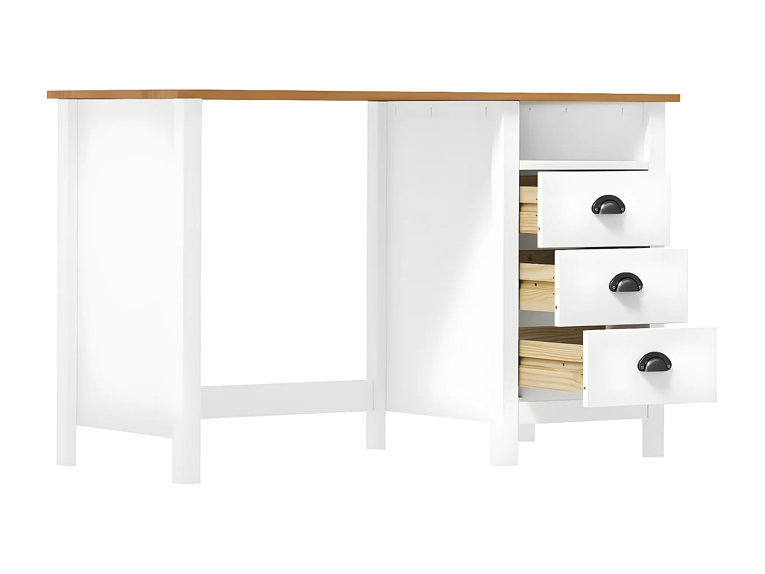 Bureau Hill 3 lades 120x50x74 cm massief grenenhout