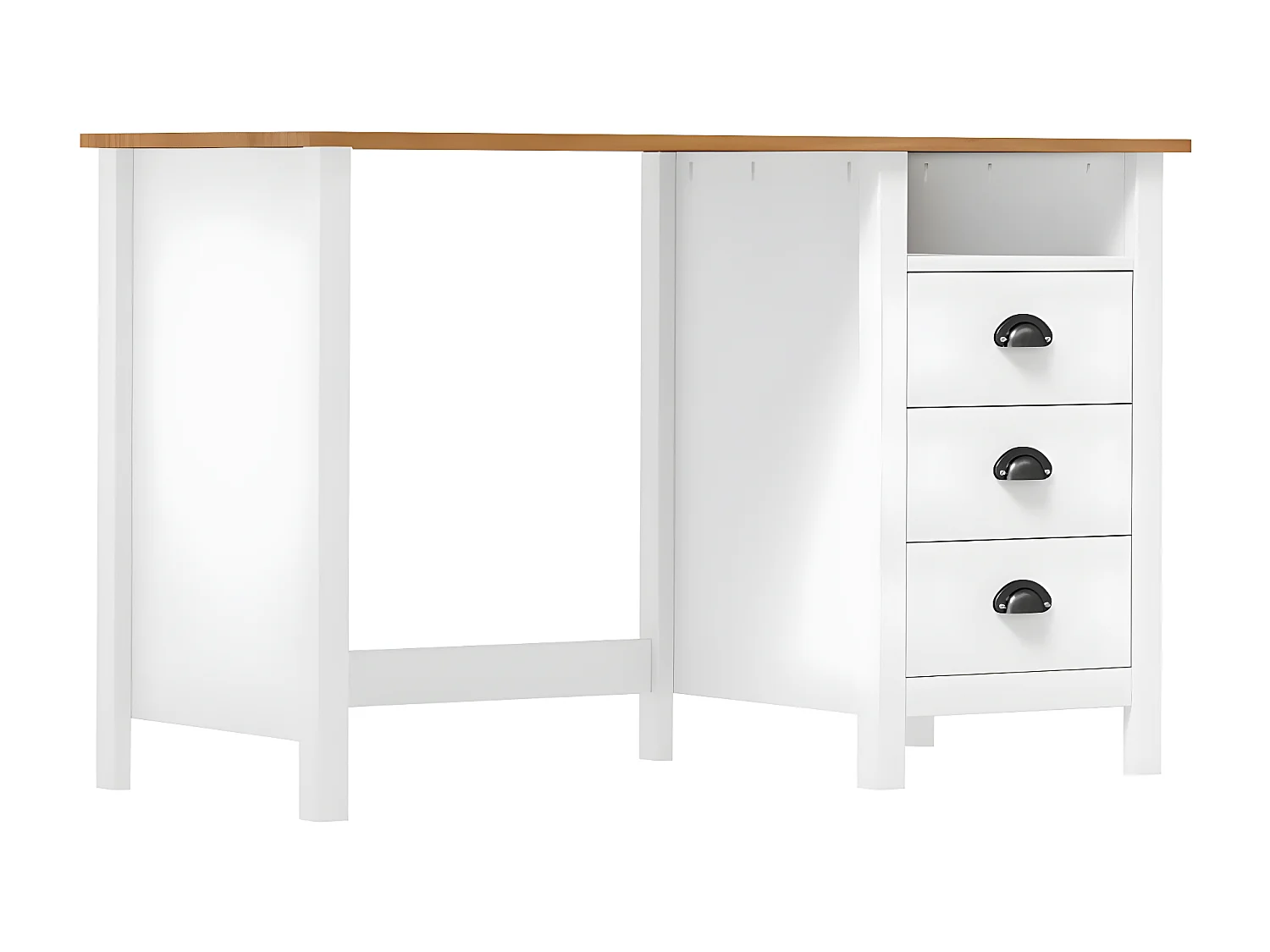 Bureau Hill avec 3 tiroirs 120x50x74 cm Bois pin massif