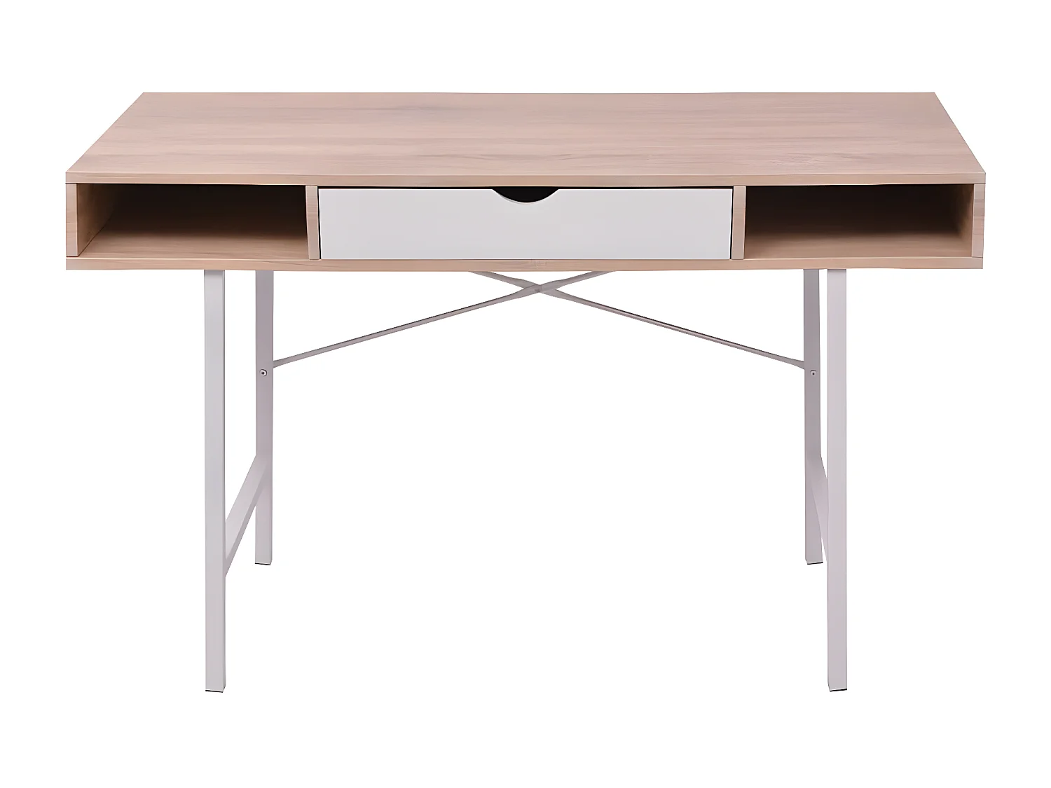 Escritorio con un cajón de roble y blanco