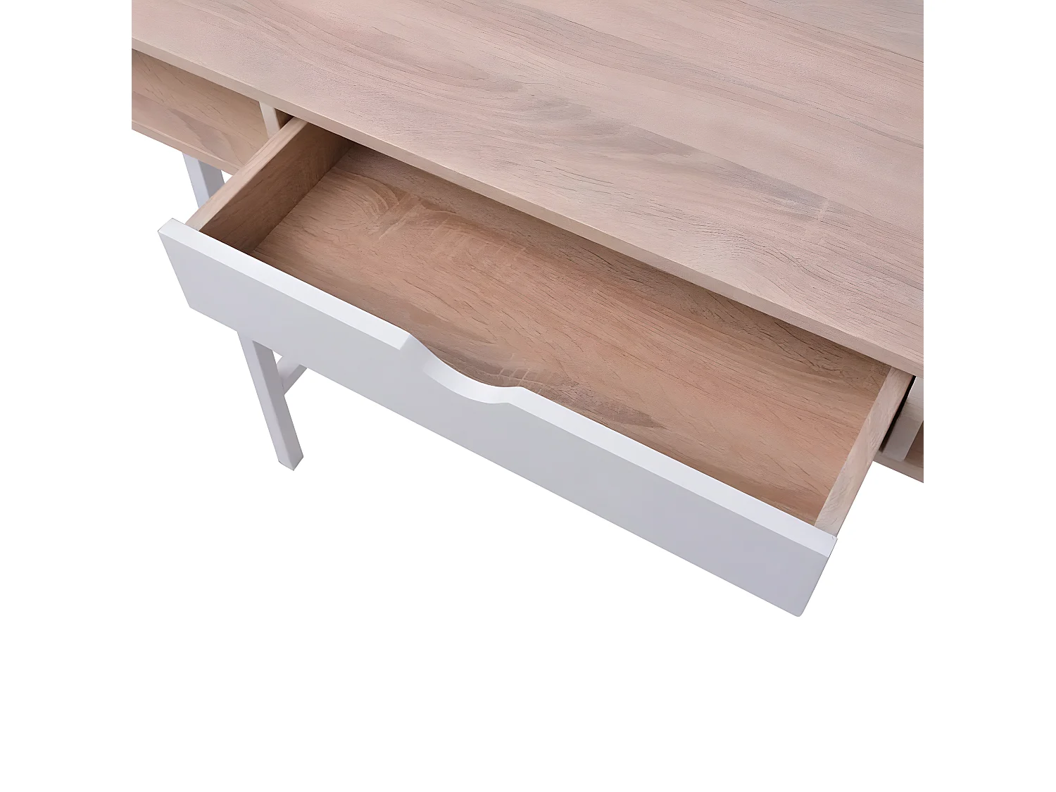 Escritorio con un cajón de roble y blanco