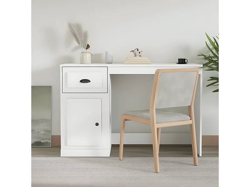 Bureau avec tiroir blanc 115x50x75 cm bois d'ingénierie