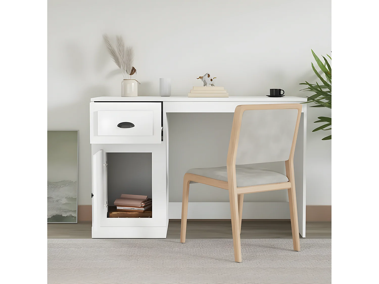 Bureau avec tiroir blanc 115x50x75 cm bois d'ingénierie