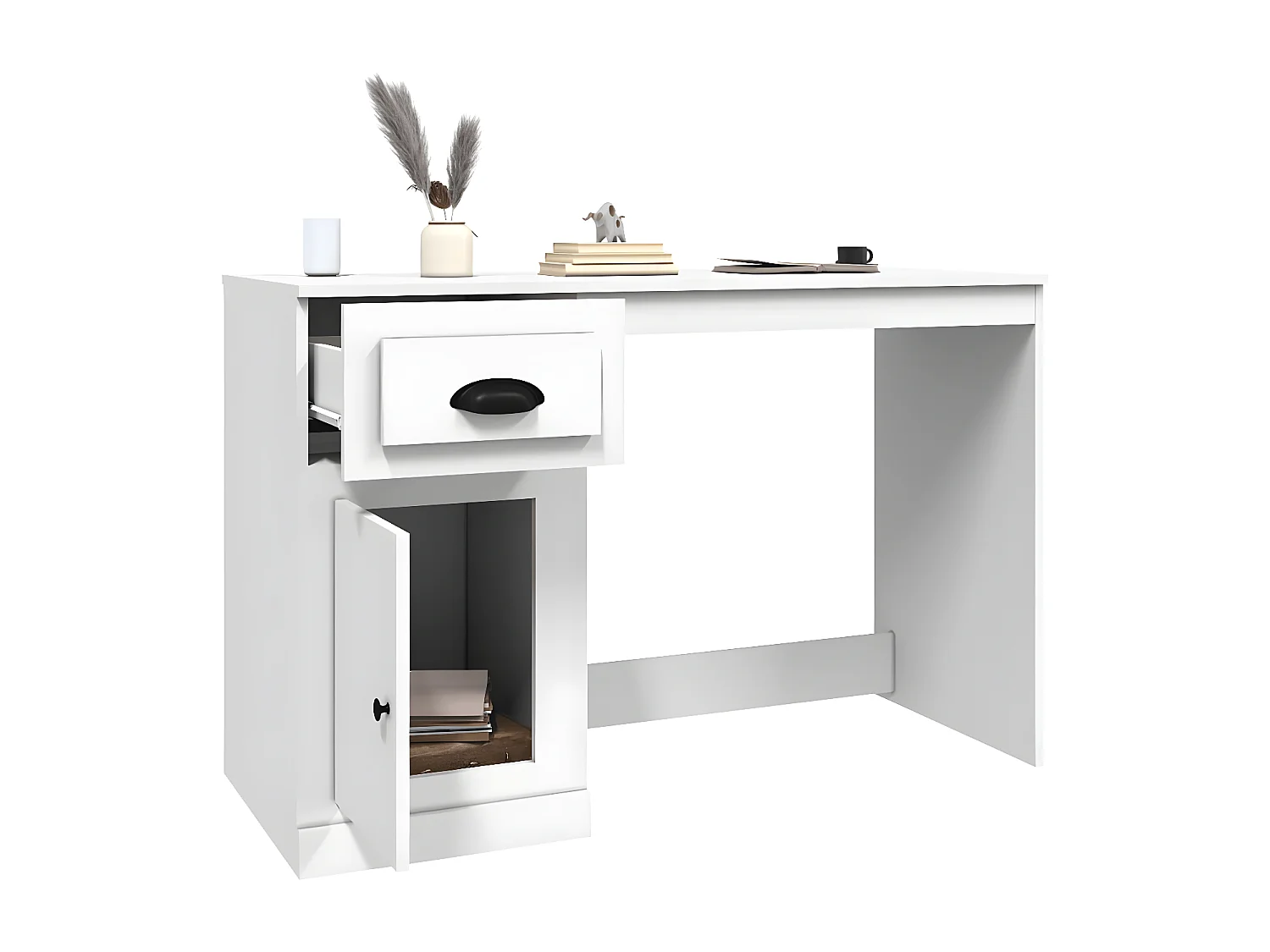 Bureau avec tiroir blanc 115x50x75 cm bois d'ingénierie