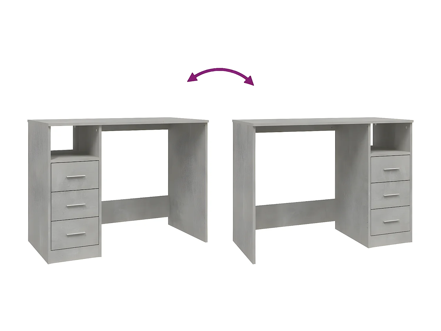Bureau avec tiroirs Gris béton 102x50x76 cm Bois d'ingénierie