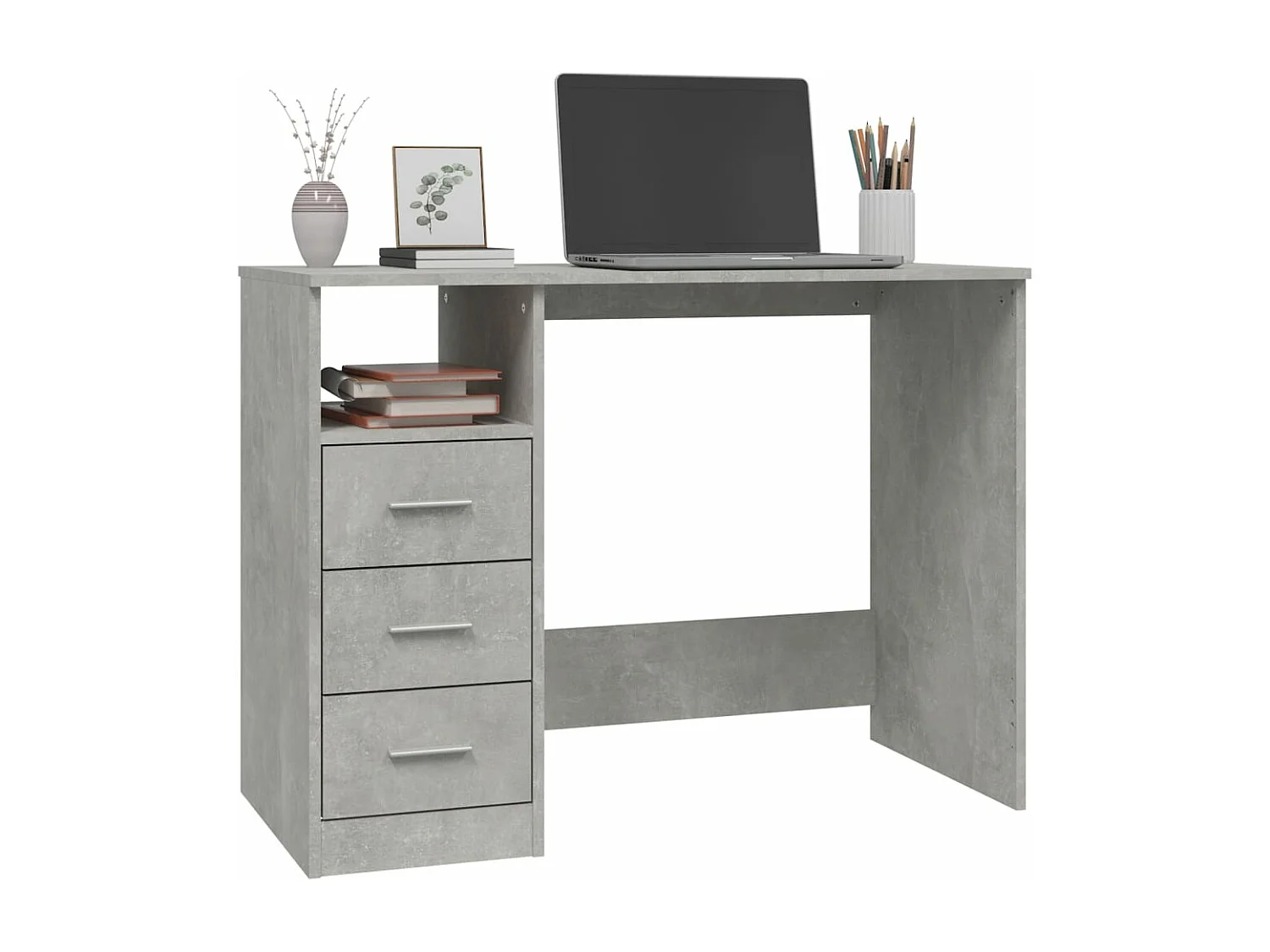 Bureau avec tiroirs Gris béton 102x50x76 cm Bois d'ingénierie