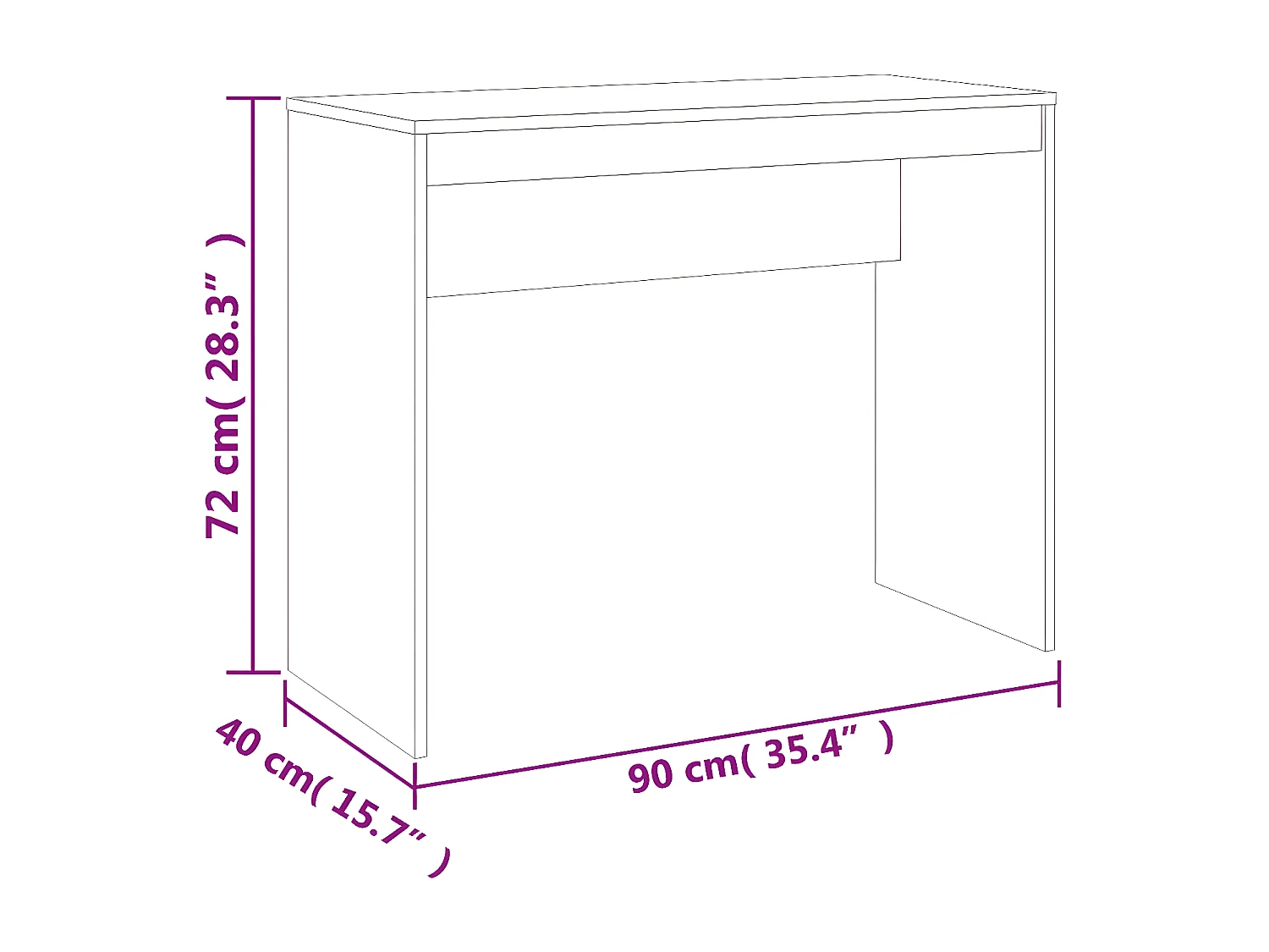 Escritorio de madera contrachapada marrón roble 90x40x72 cm
