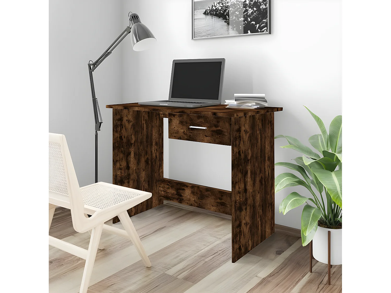 Bureau Chêne fumé 100x50x76 cm Bois d'ingénierie