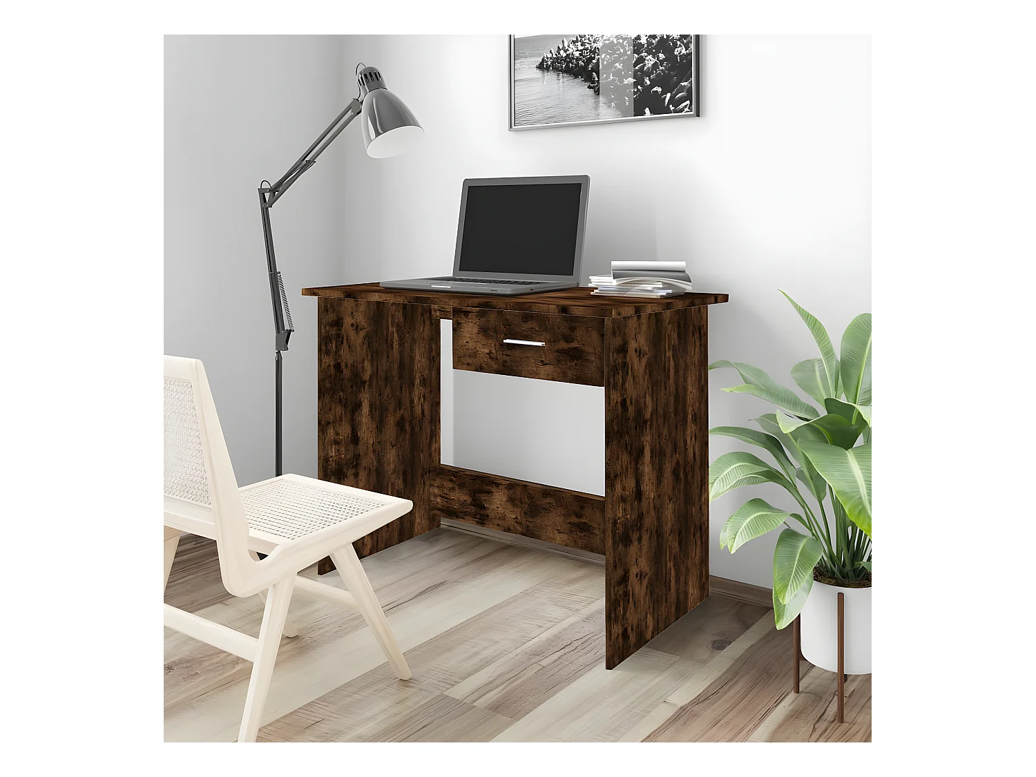 Bureau Chêne fumé 100x50x76 cm Bois d'ingénierie