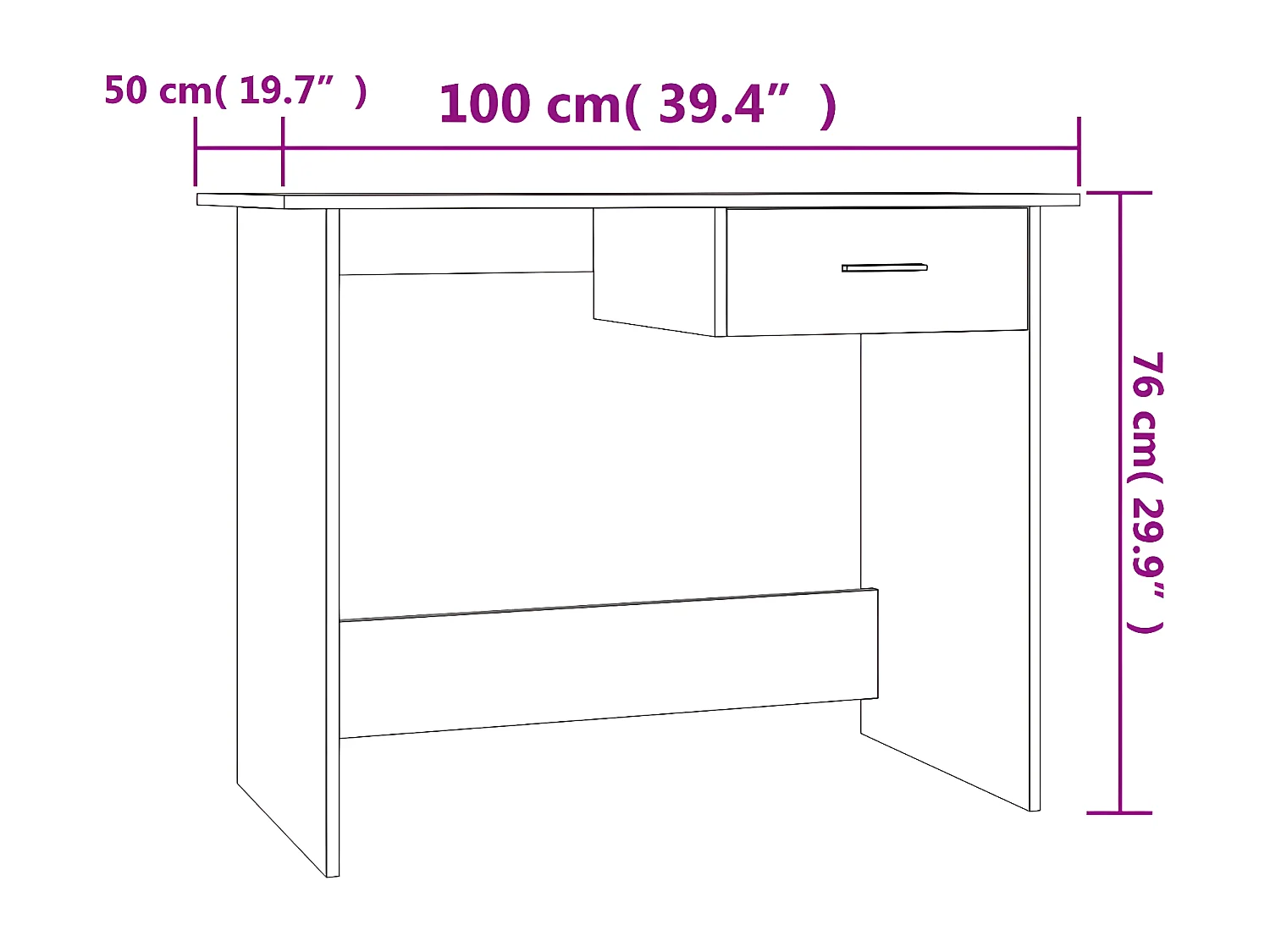 Bureau Chêne marron 100x50x76 cm Bois d'ingénierie