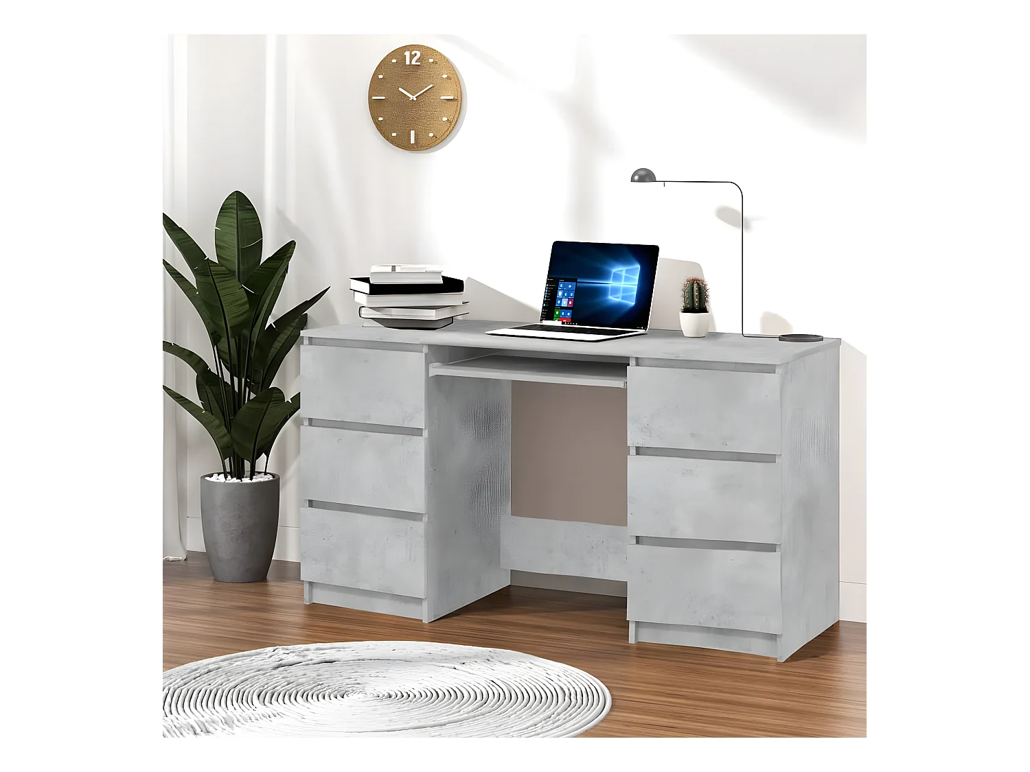 Bureau Gris béton 140x50x77 cm Aggloméré