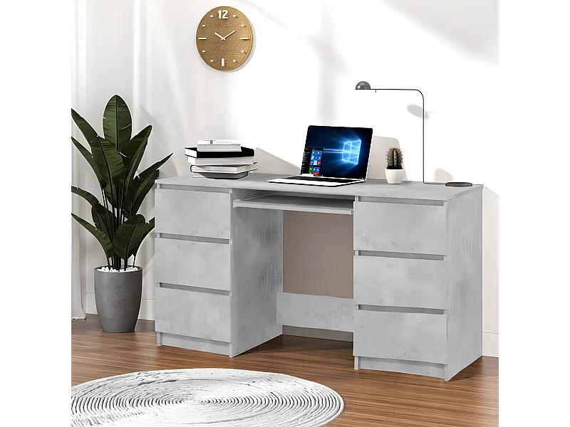 Bureau Gris béton 140x50x77 cm Aggloméré