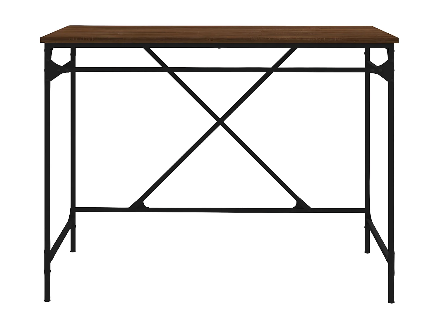 Bureau chêne marron 100x50x75 cm bois d'ingénierie et fer