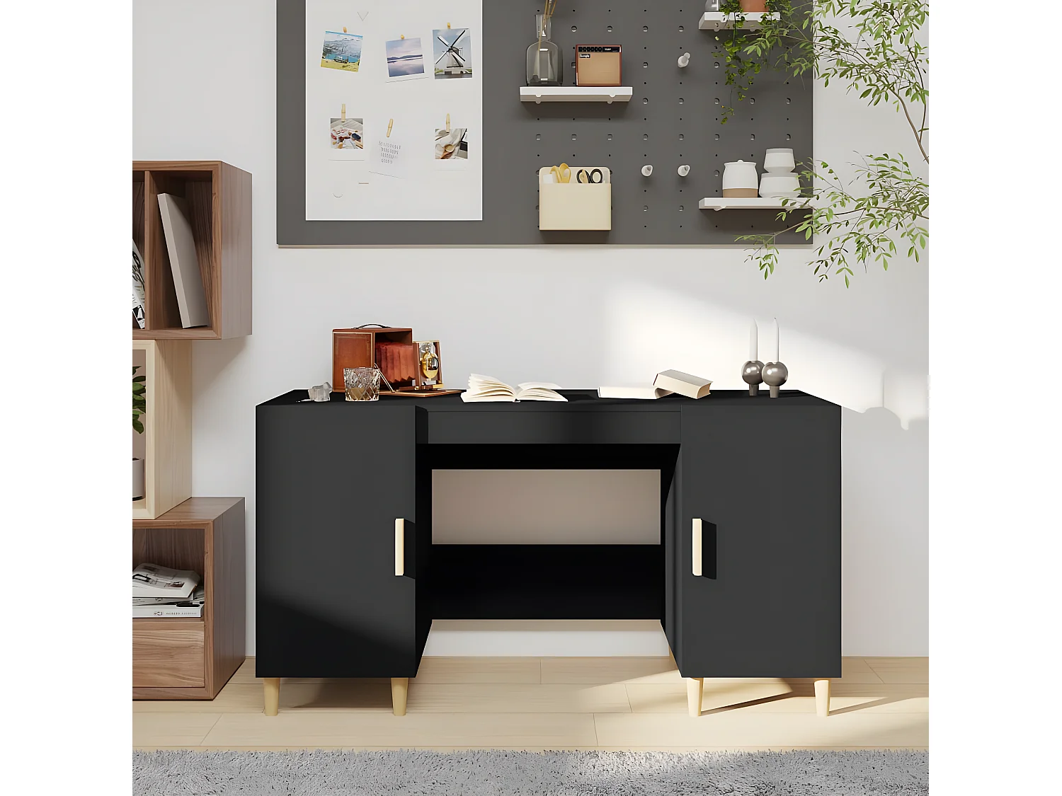 Bureau Noir 140x50x75 cm Bois d'ingénierie