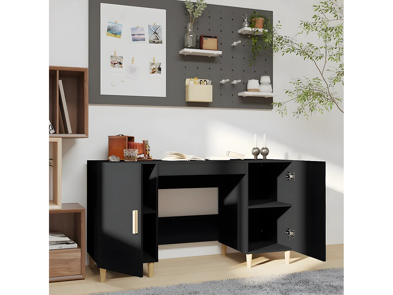 Bureau Noir 140x50x75 cm Bois d'ingénierie