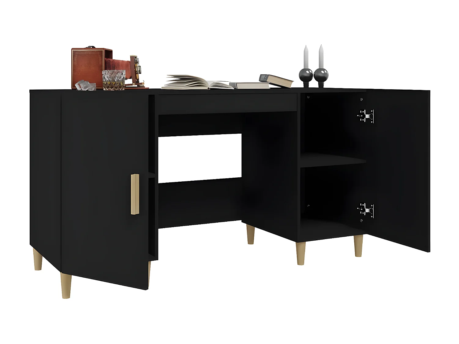 Bureau Noir 140x50x75 cm Bois d'ingénierie