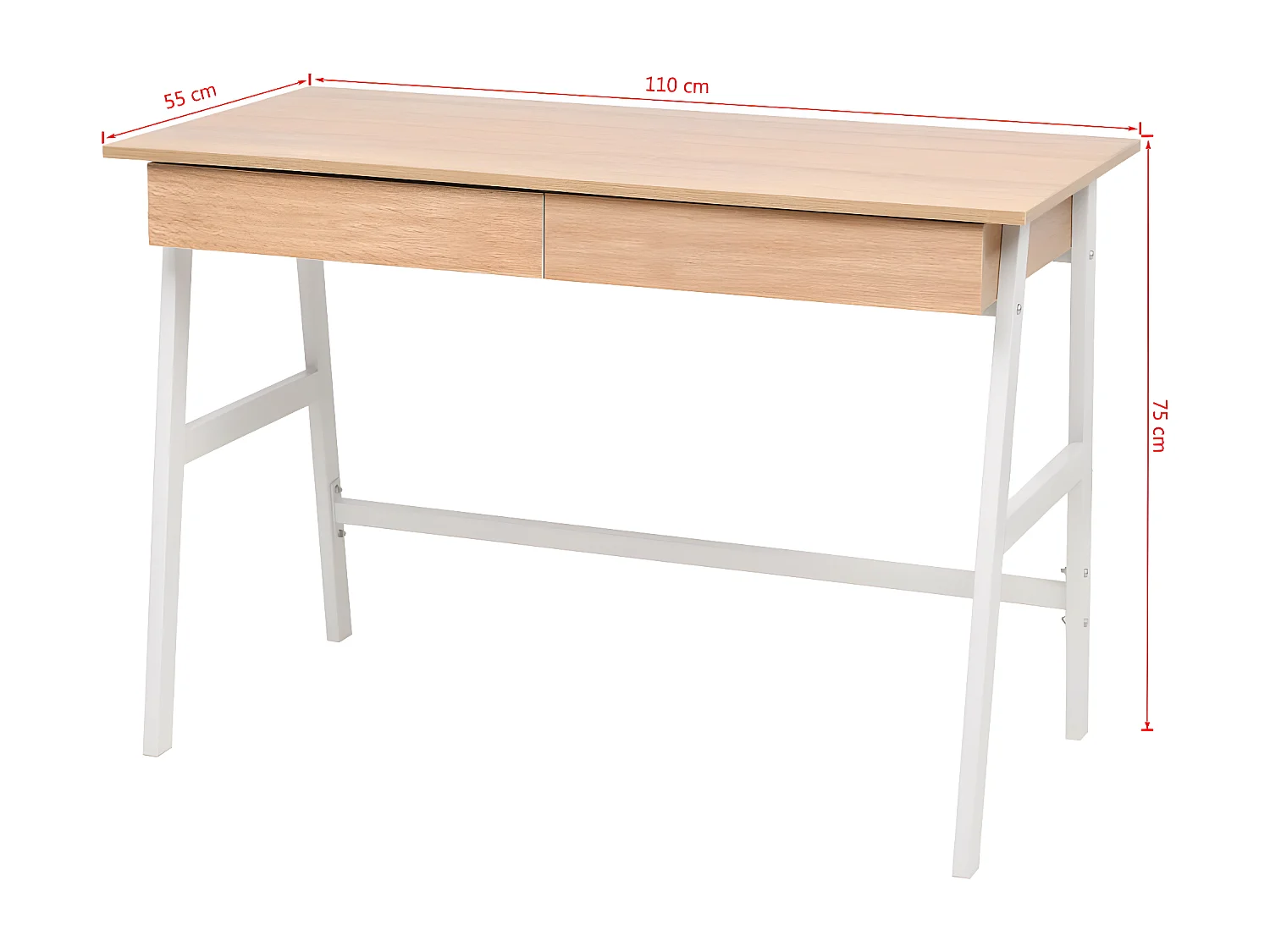 Bureau 110 x 55 x 75 cm Chêne et blanc