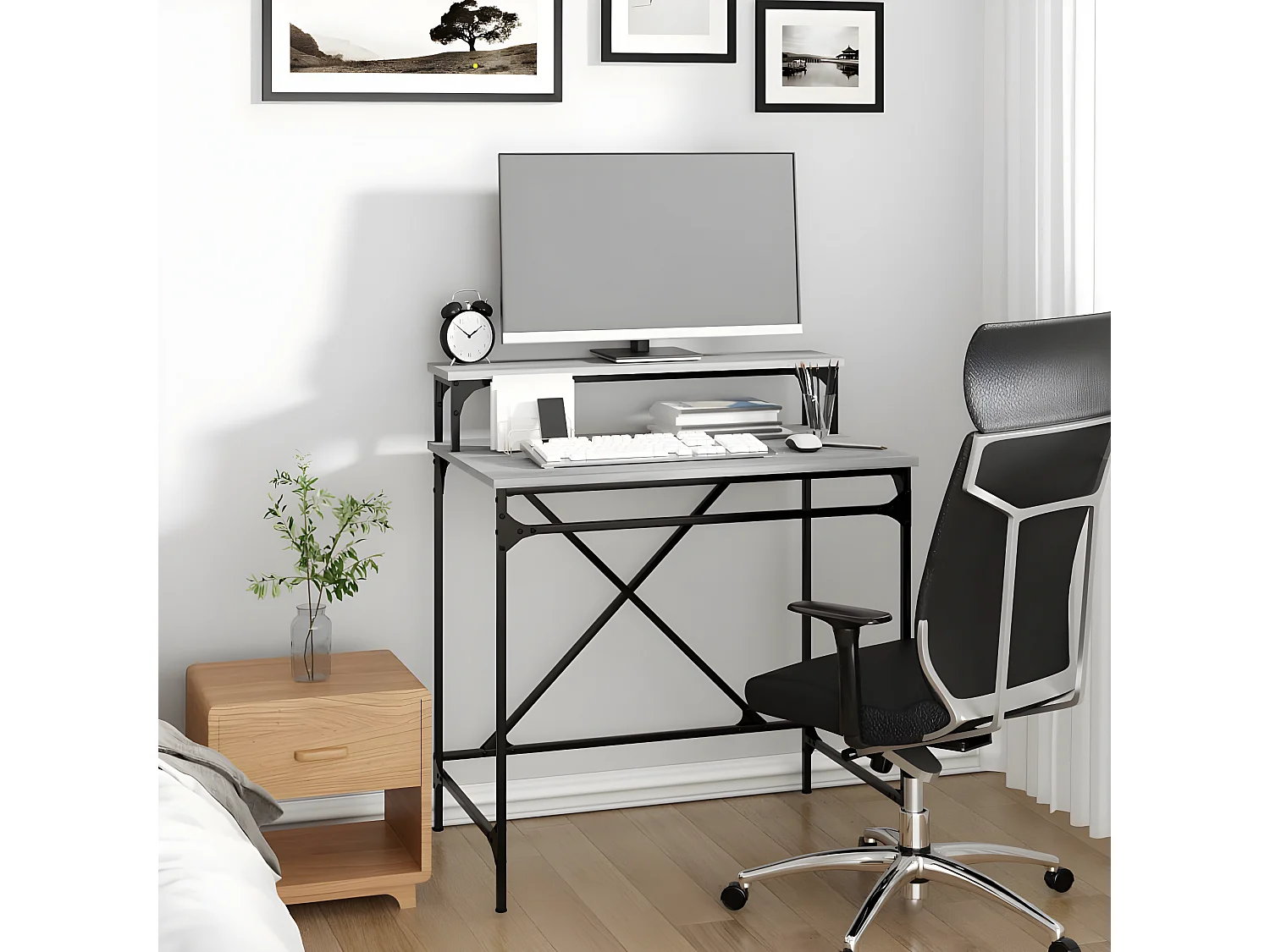 Bureau sonoma gris 80x50x90 cm bois d'ingénierie et fer