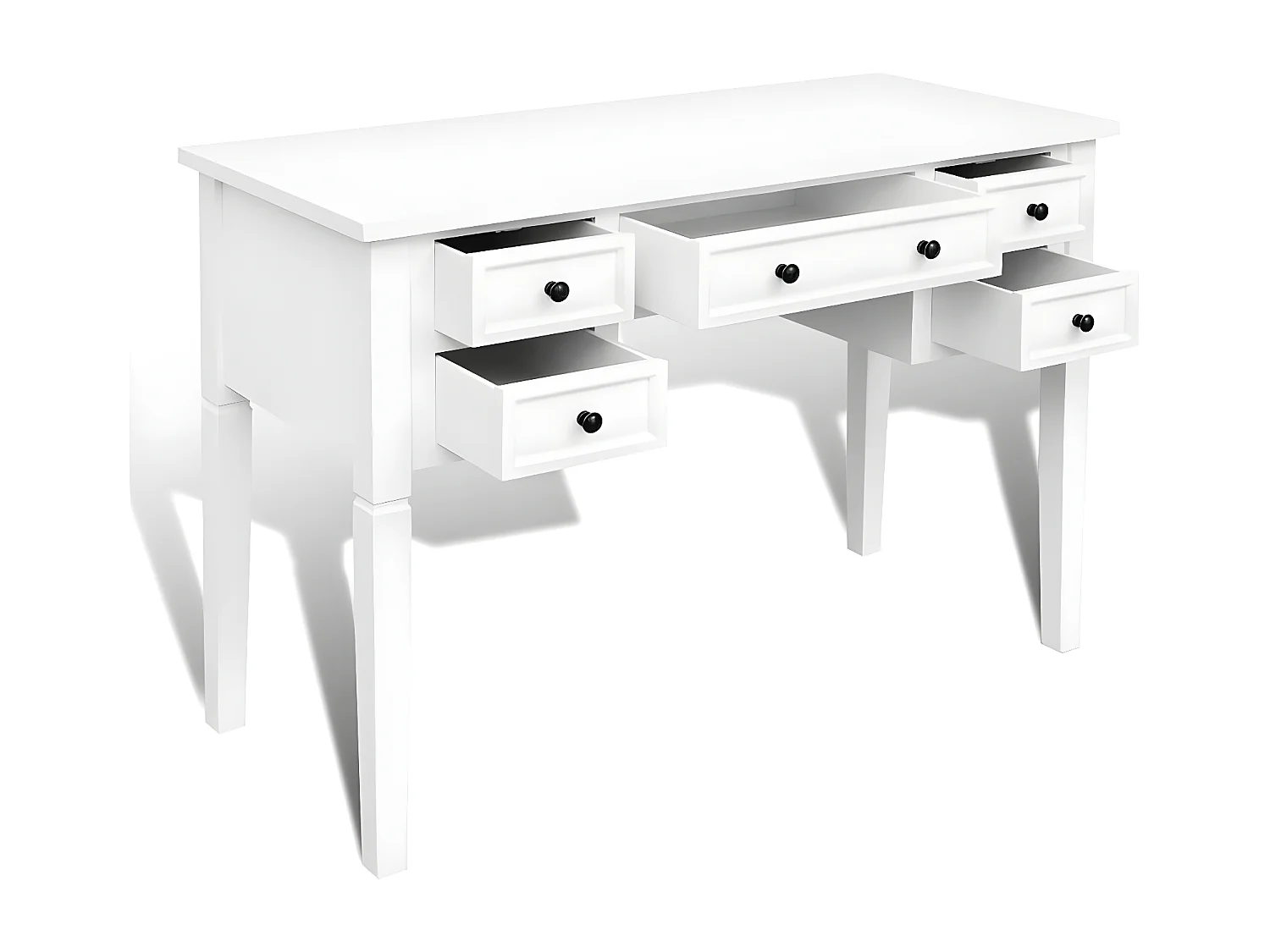Bureau blanc à 5 tiroirs