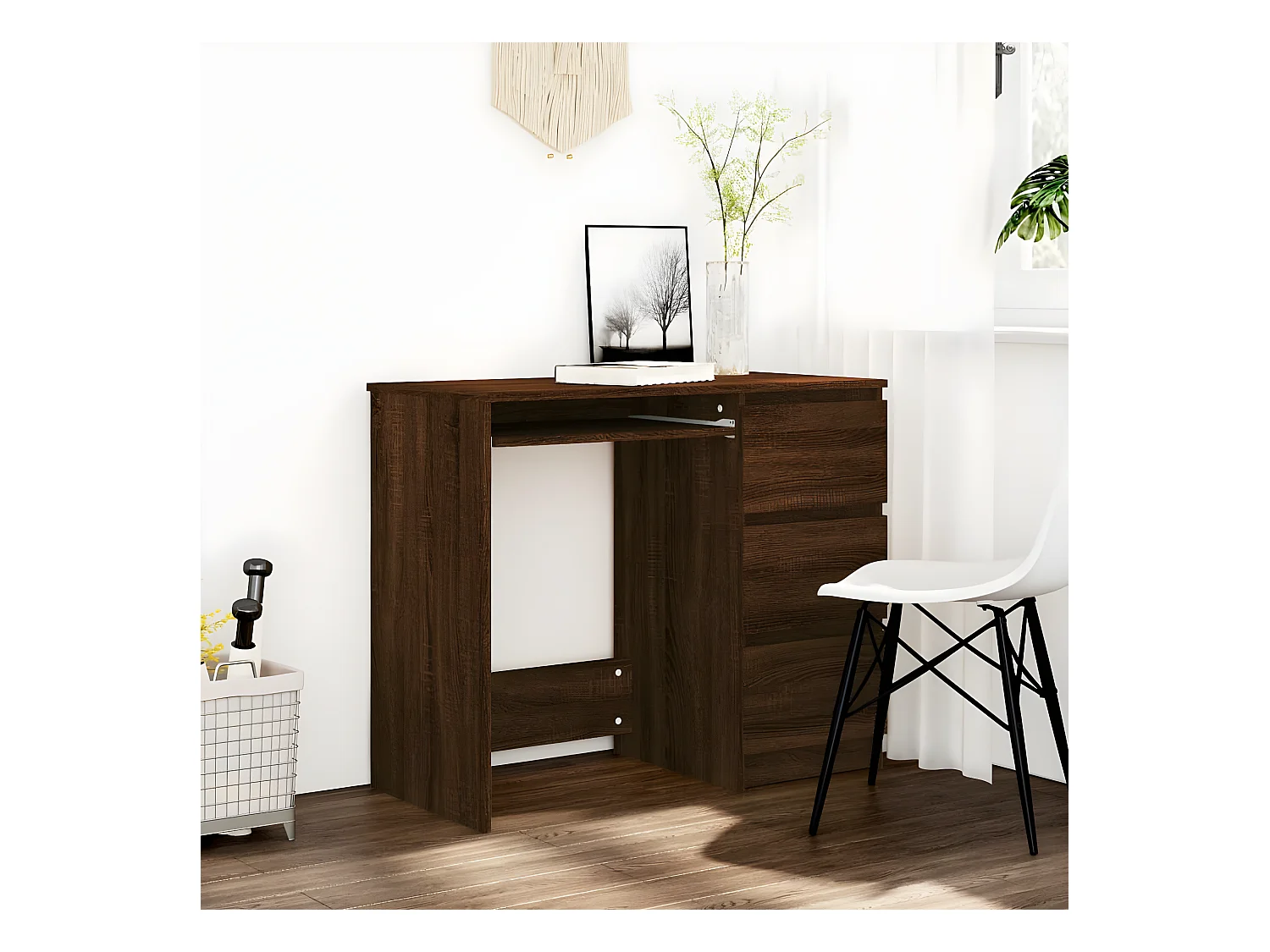 Bureau Chêne marron 90x45x76 cm Bois d'ingénierie