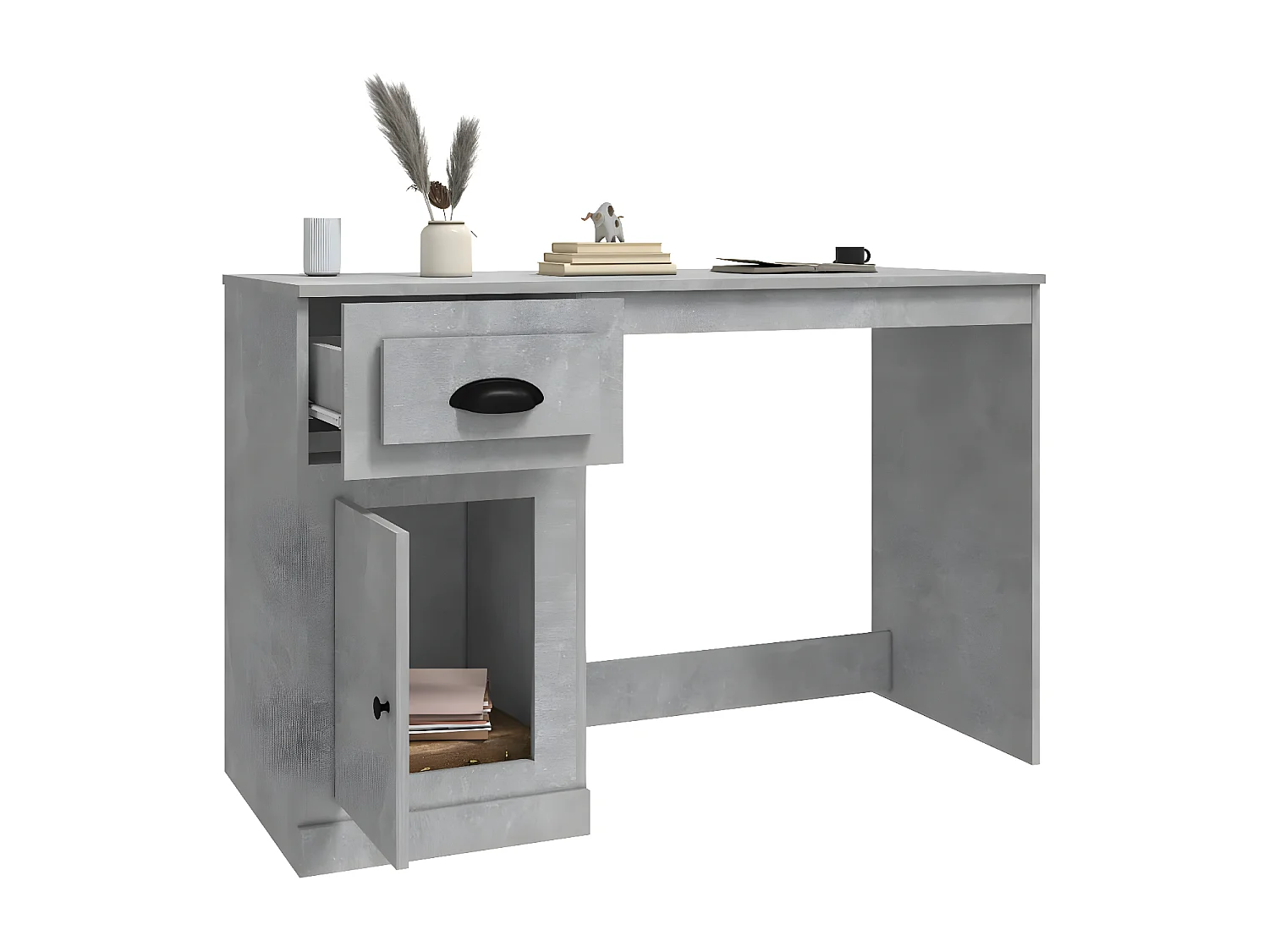Bureau avec tiroir gris béton 115x50x75 cm bois d'ingénierie