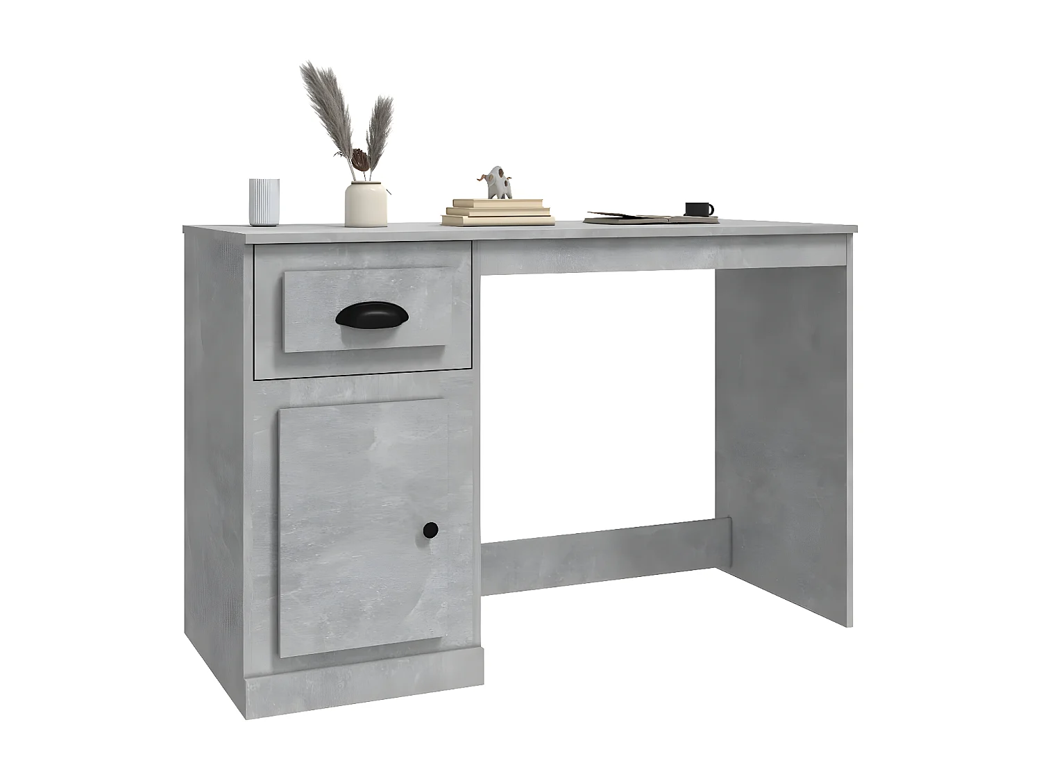 Bureau avec tiroir gris béton 115x50x75 cm bois d'ingénierie