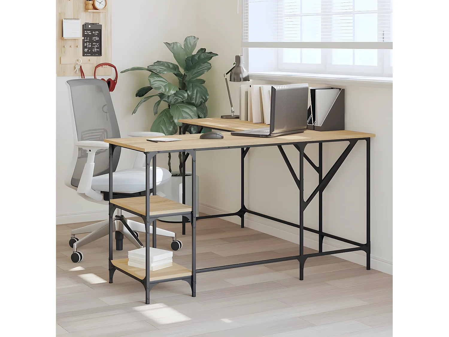 Bureau chêne sonoma 139x139x75 cm bois d'ingénierie