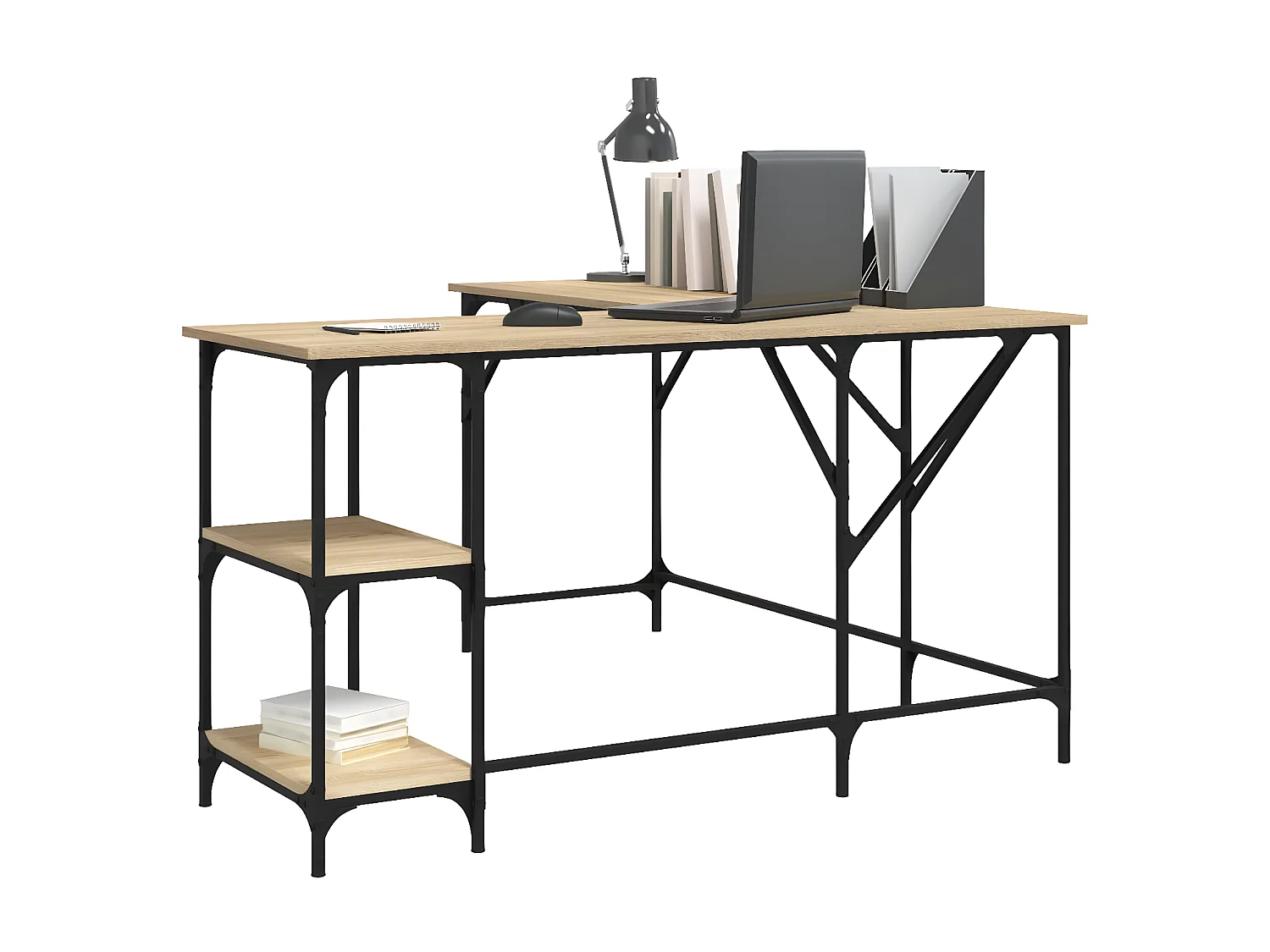 Bureau chêne sonoma 139x139x75 cm bois d'ingénierie