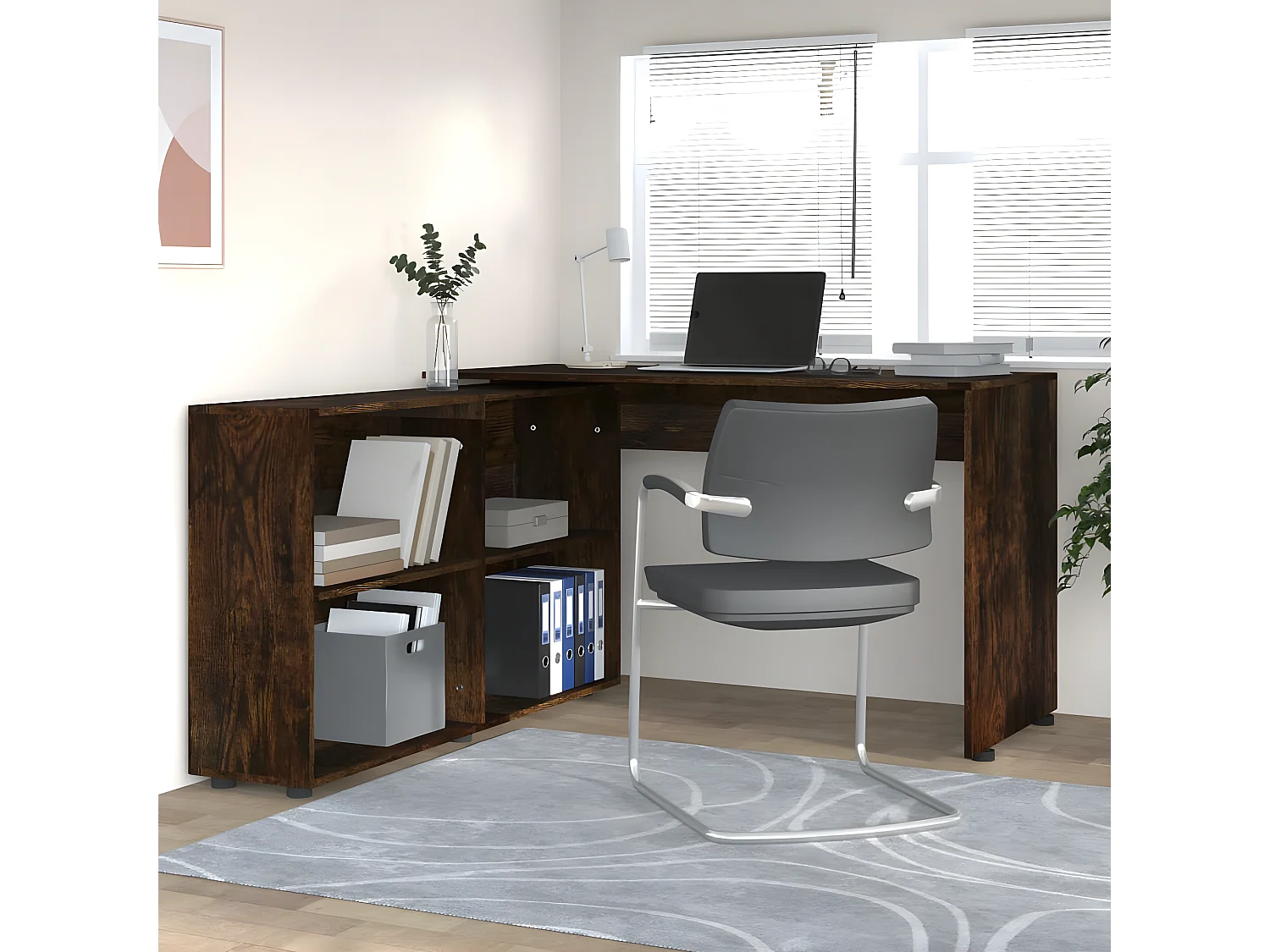 Bureau d'angle Chêne fumé Bois d'ingénierie