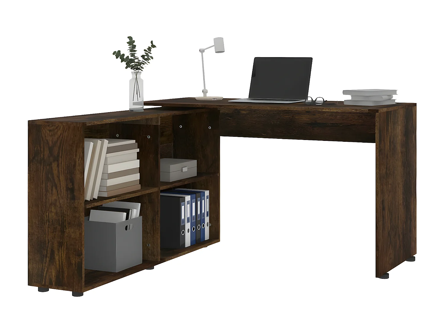 Bureau d'angle Chêne fumé Bois d'ingénierie