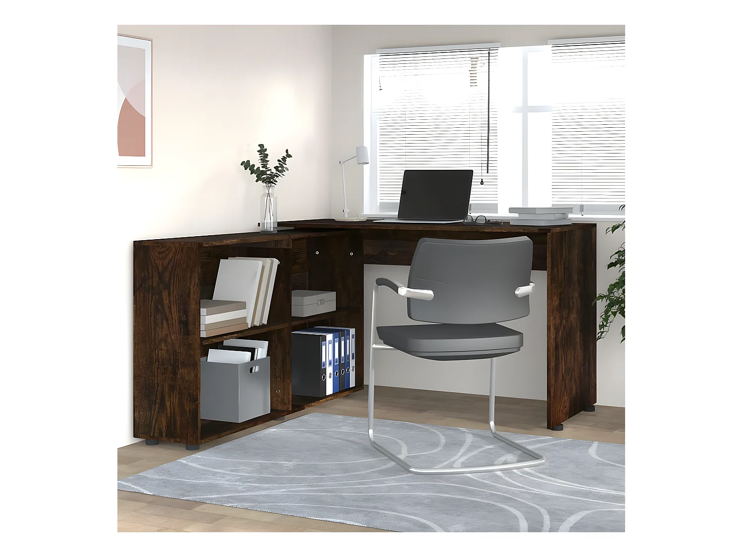 Bureau d'angle Chêne fumé Bois d'ingénierie