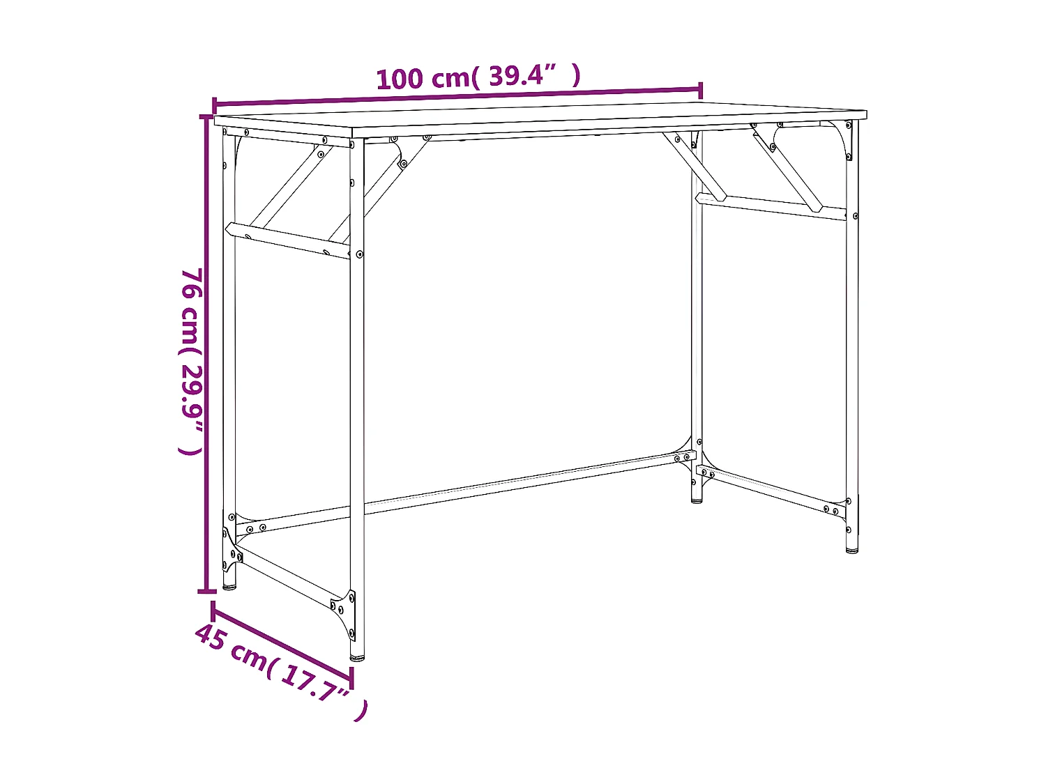 Bureau chêne marron bois d'ingénierie et acier enduit de poudre