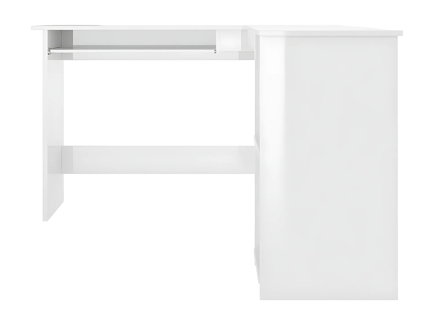 Bureau d'angle forme de L Blanc brillant 120x140x75cm Aggloméré