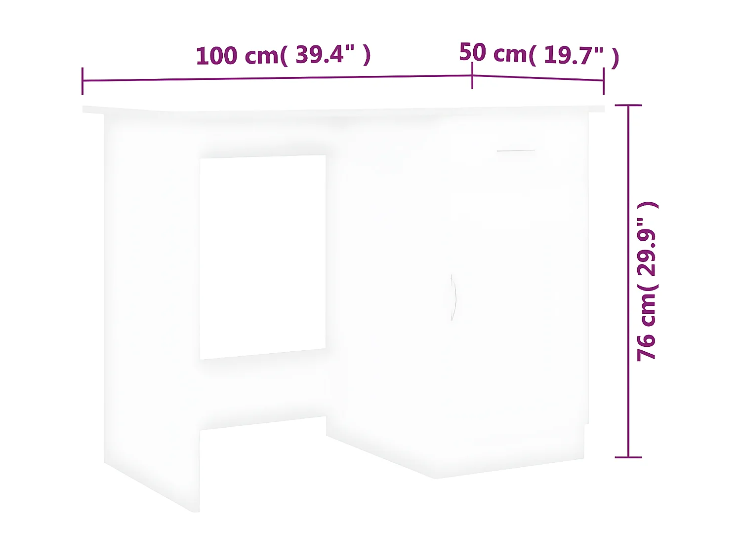 Bureau Blanc 100x50x76 cm Bois d'ingénierie