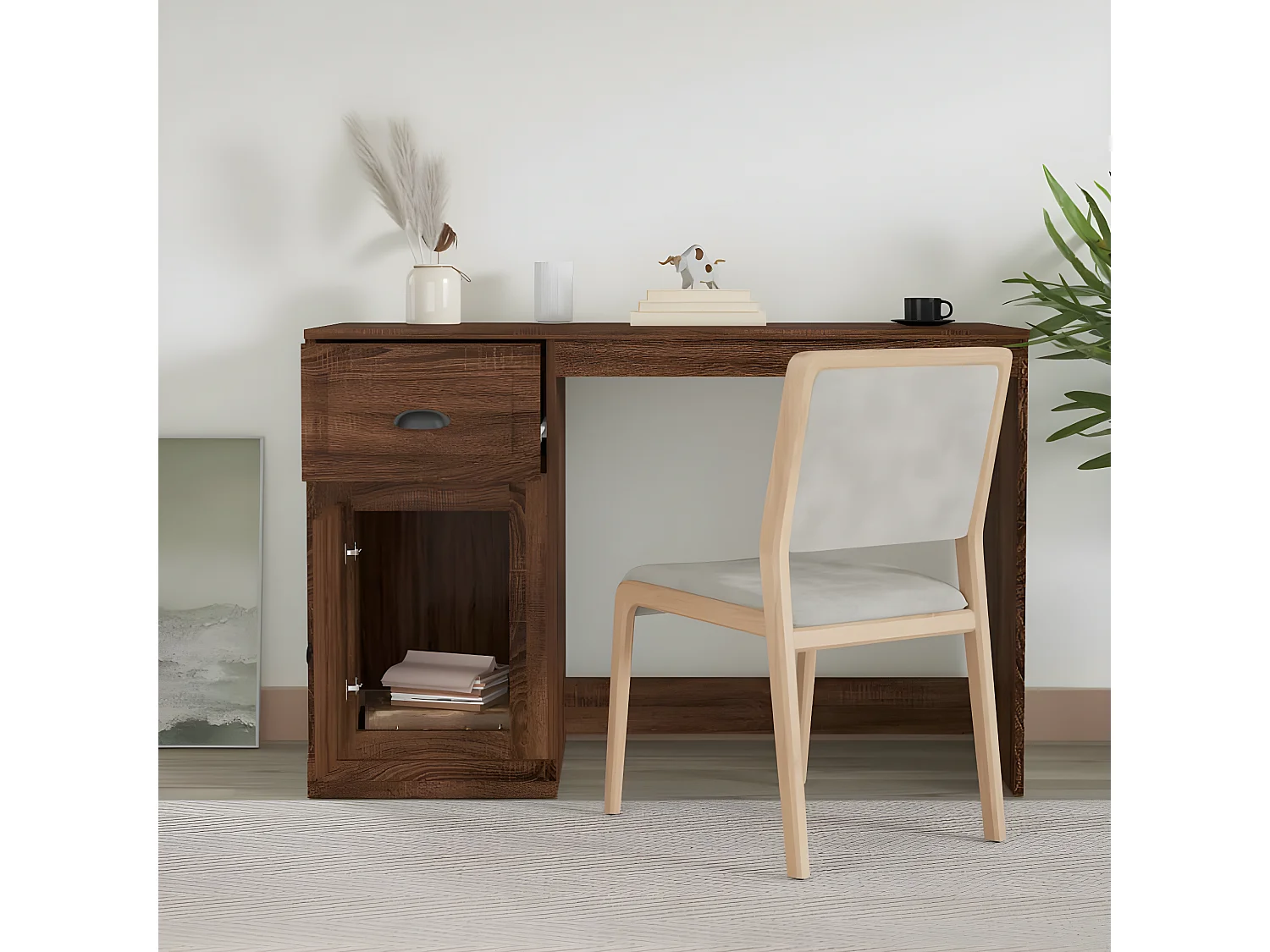 Bureau avec tiroir chêne marron 115x50x75 cm bois d'ingénierie