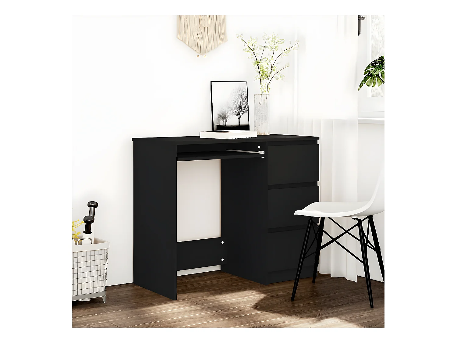Bureau Noir 90x45x76 cm Aggloméré