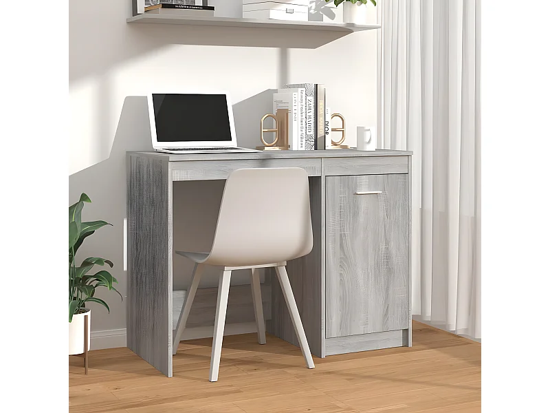 Bureau 100x50x76 cm bewerkt hout grijs sonoma eikenkleurig