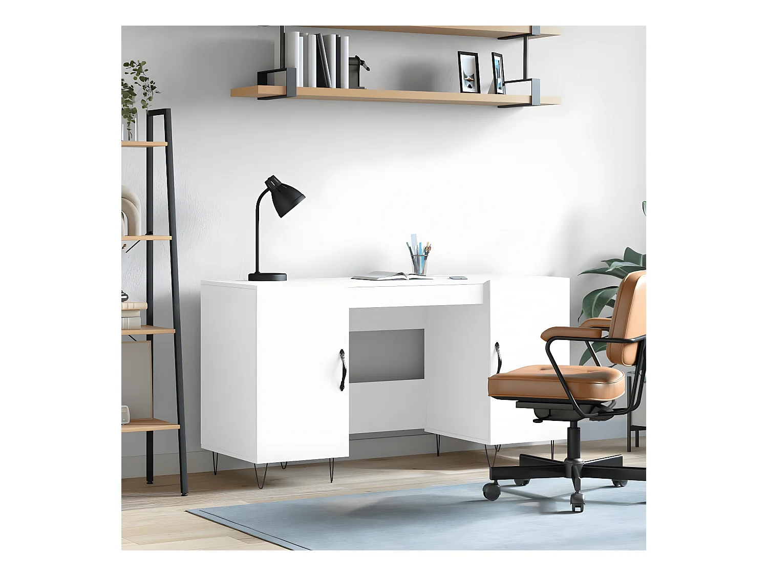 Bureau blanc 140x50x75 cm bois d'ingénierie