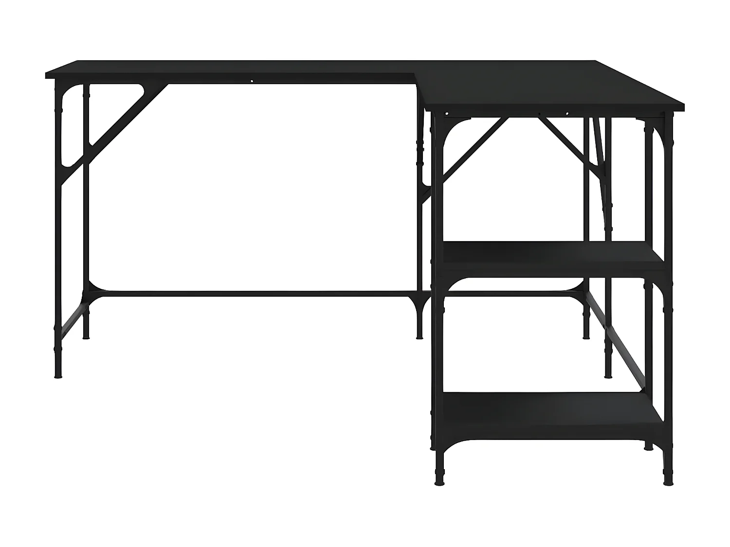 Bureau noir 139x139x75 cm bois d'ingénierie