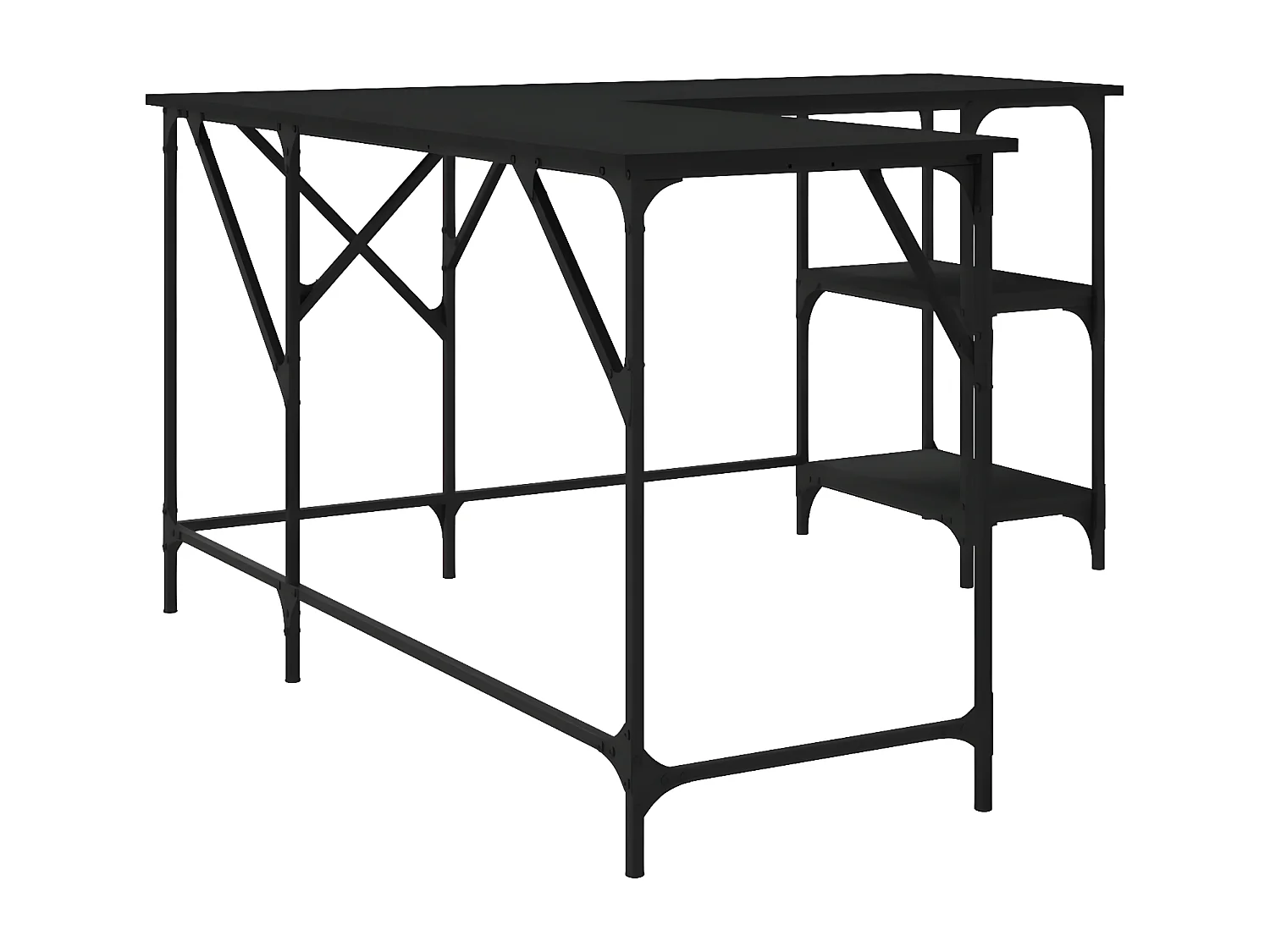 Bureau noir 139x139x75 cm bois d'ingénierie