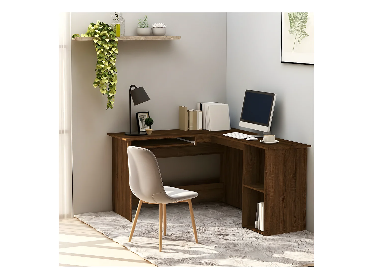 Bureau d'angle chêne marron 120x140x75 cm bois d'ingénierie